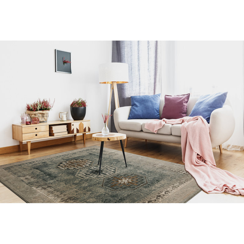 Lois Oriental Wool Area Rug, Beige/Green, Rectangular 235 x 350cm