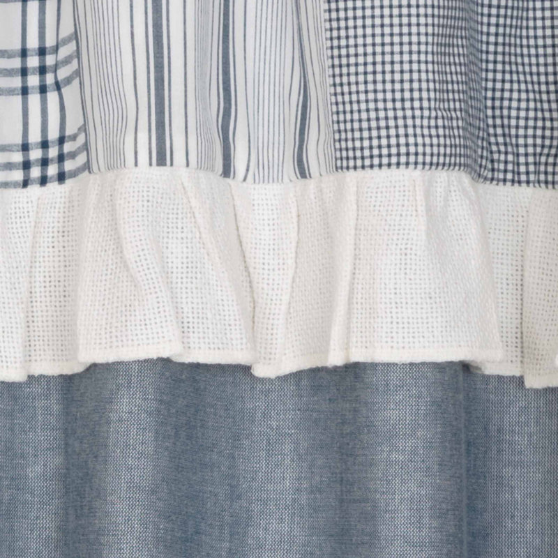 Panneau de rideau simple obscurcissant 100% coton Surikova, Bleu denim / blanc doux, l 36 po x L 63 po