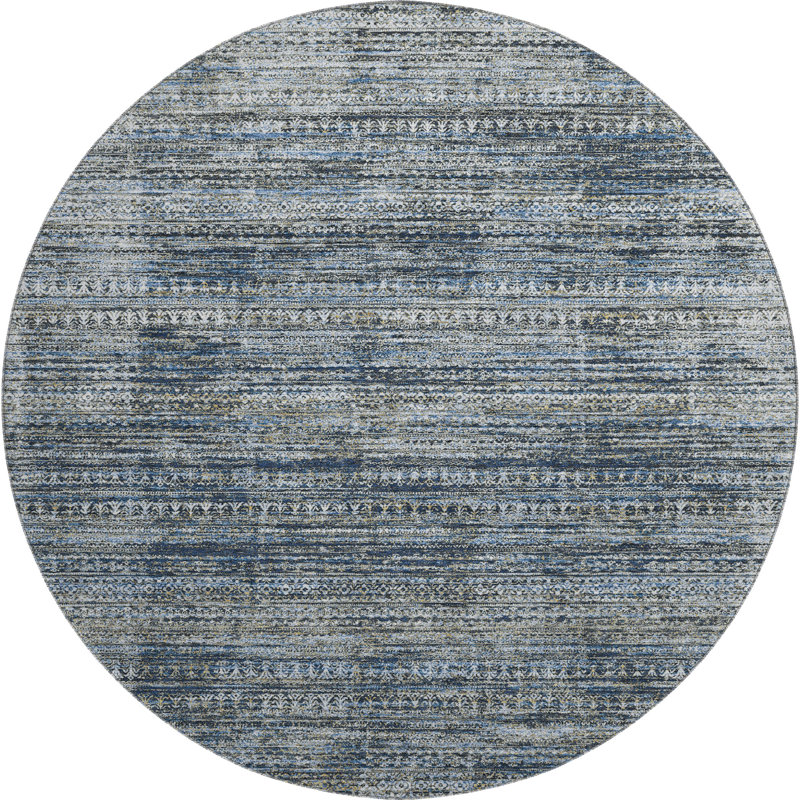 Premium Machine Washable Pinkston Stripes Rug, Round 8'
