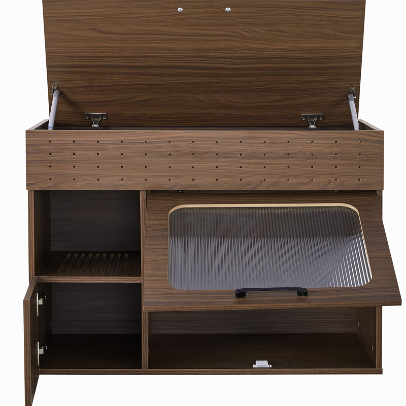 Walnut Cat Litter Box Container - Practical & User- For Cats With Convenient Storage Design