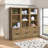 Lockable Drawer Bookcase With USB Charging Three Open Shelves Storage Cabinet-1264978404