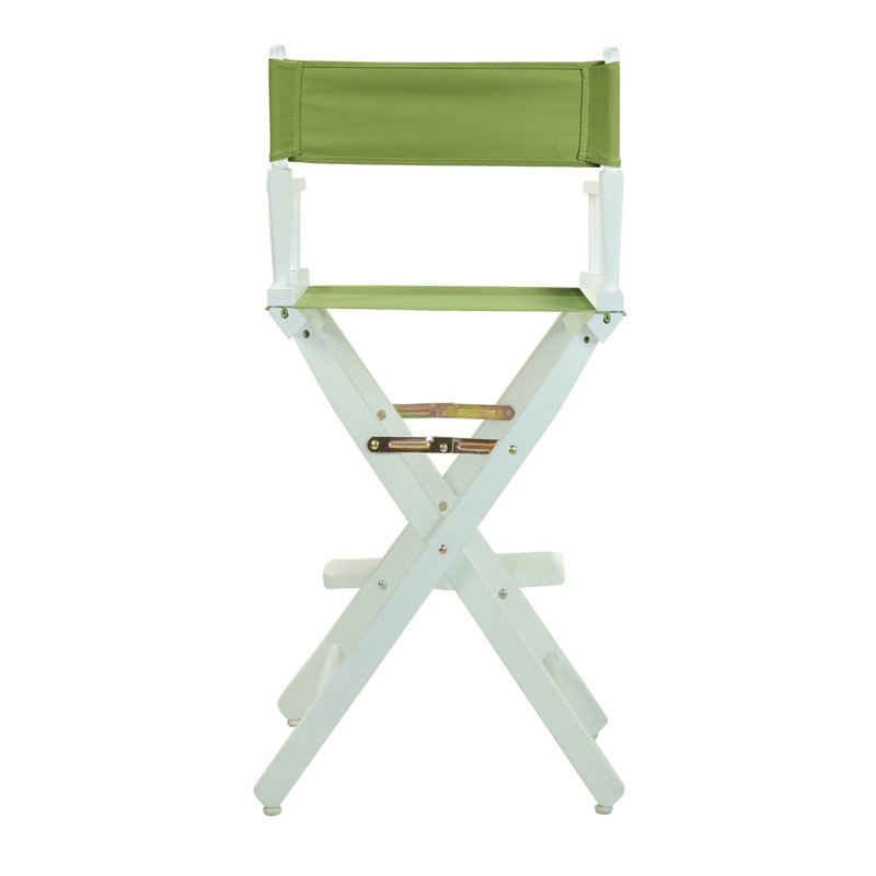 30" Folding Director Chair with Canvas, White, Lime Green
