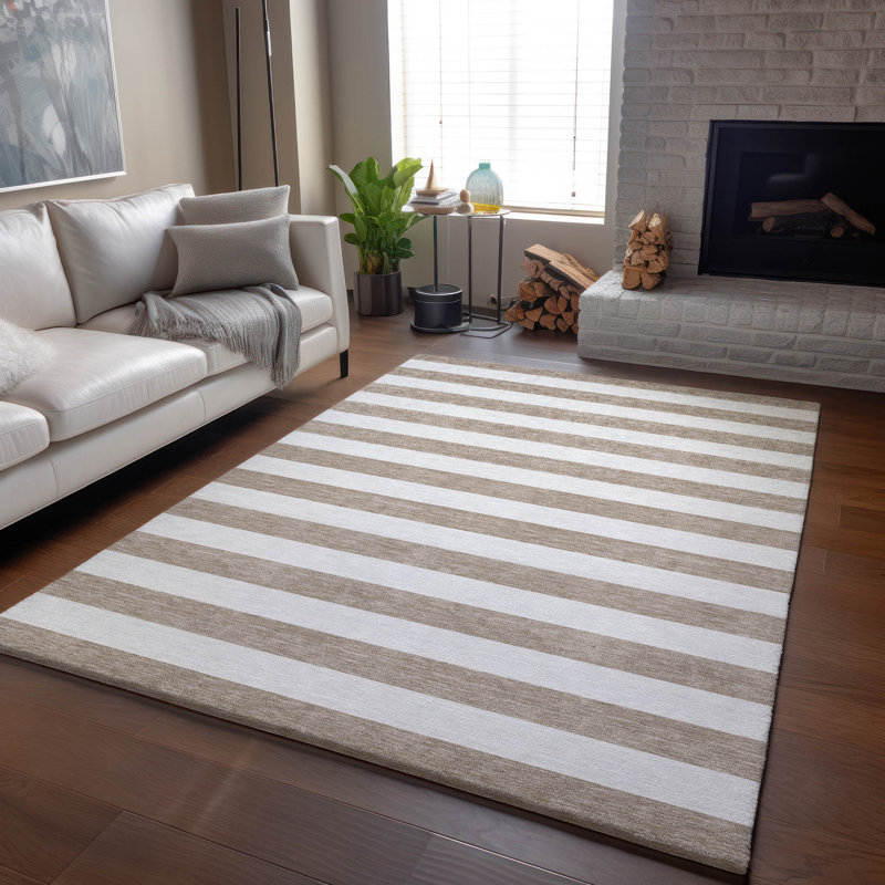 Premium Machine Washable Cerrito AMF528 Taupe 8' x 10' Rug, Rectangulaire 8 pi x 10 pi