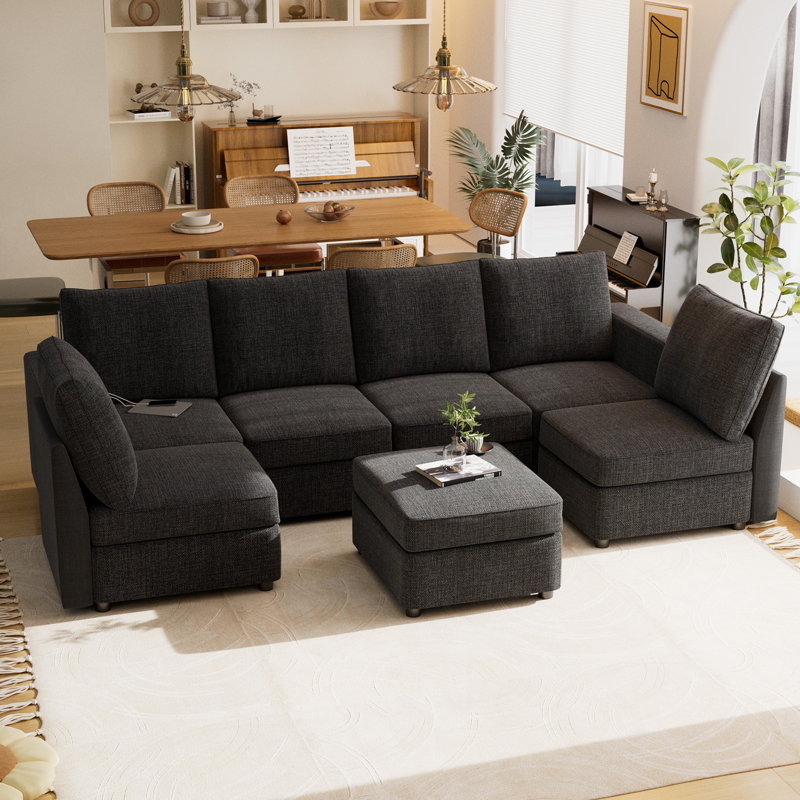 Canapé modulaire 7 pièces VINGLI, Polyester gris