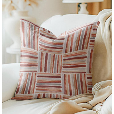 Orange Red Abstract Checkered Pillow cover