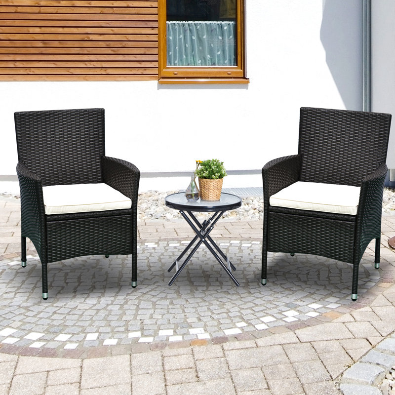 Lot de 2 chaises de salle à manger avec coussins et pieds antidérapants, pour terrasse, jardin, pelouse, couleur café foncé. Chaises confortables de qualité supérieure.