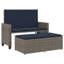 Banc de patio avec coussins et repose-pieds en polyester gris Latitude Run®-1222841397