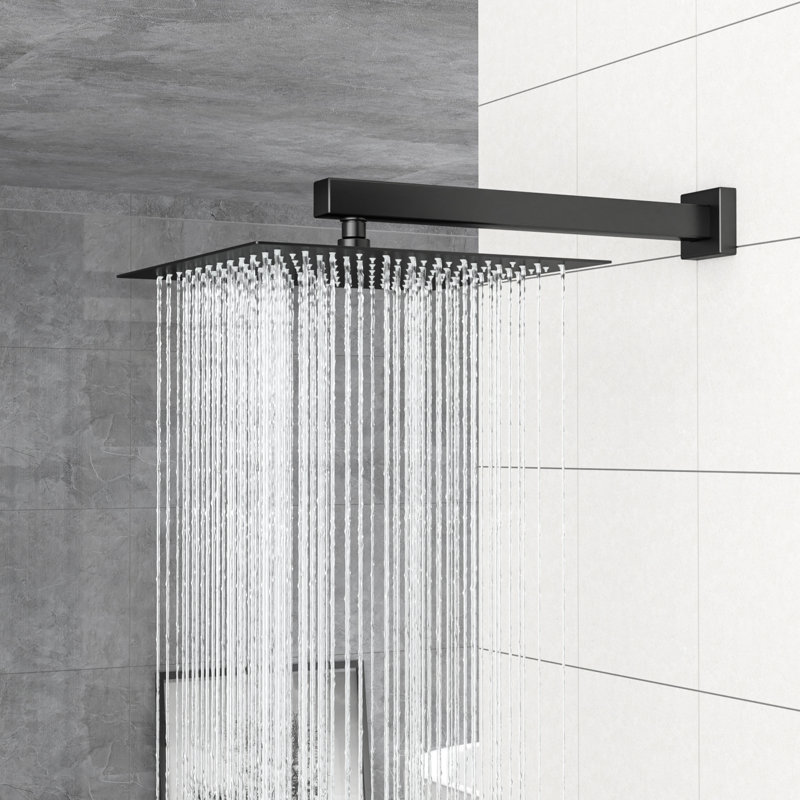 12 Inch Square Dual Shower Head Wall Mounted Matte Black System, - Scald Balanced, 360 Adjustable Rainfall Shower, Handheld For Custom Use With Balanced Valve, Experience, Rotation, And Adaptable