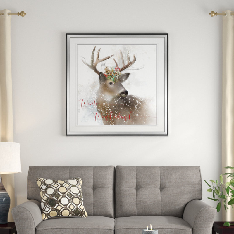 Winter Wonderland Deer - impression, H 28 po x l 28 po x P 1,5 po, argent