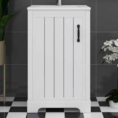 20" Bathroom Vanity With Sink, Small Bathroom Cabinet With Soft Closing Door,  2-Tier Storage Rack And Adjustable Shelve