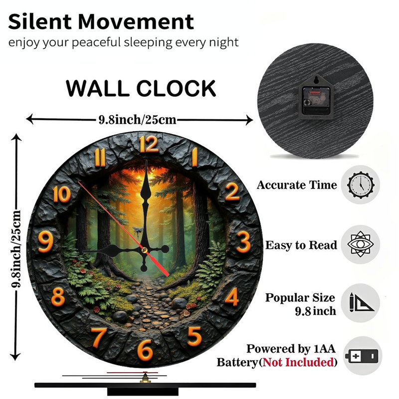 Stone Forest Path Wall Clock