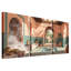 Ensemble de 3 toiles marocaines en forme de cour avec palmiers en pot et fontaine-131253801