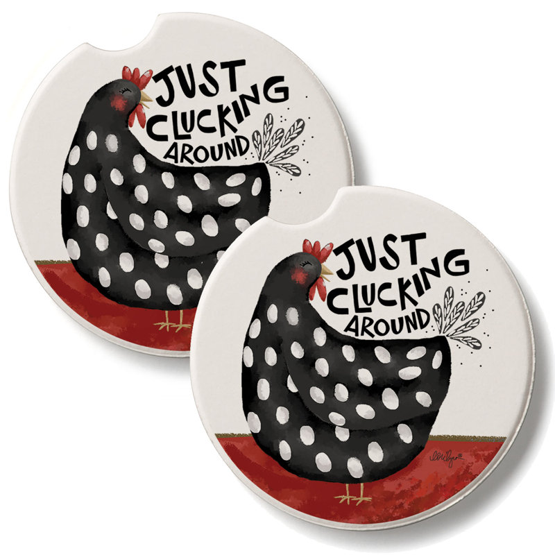 Just Cluckin 'Around, ensemble de 2 sous-verres en pierre absorbants