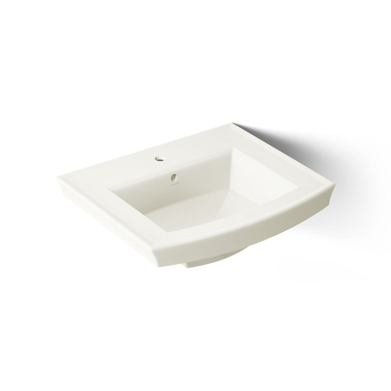 Archer® Vitreous China Rectangular Pedestal Bathroom Sink with Overflow, White, Single Hole Faucet