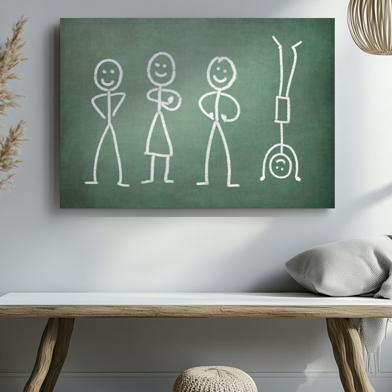 Toile, création d'une illustration fantaisiste mettant en vedette une scène ludique avec quatre art muraux, chiffres simplistes sur une toile texturée