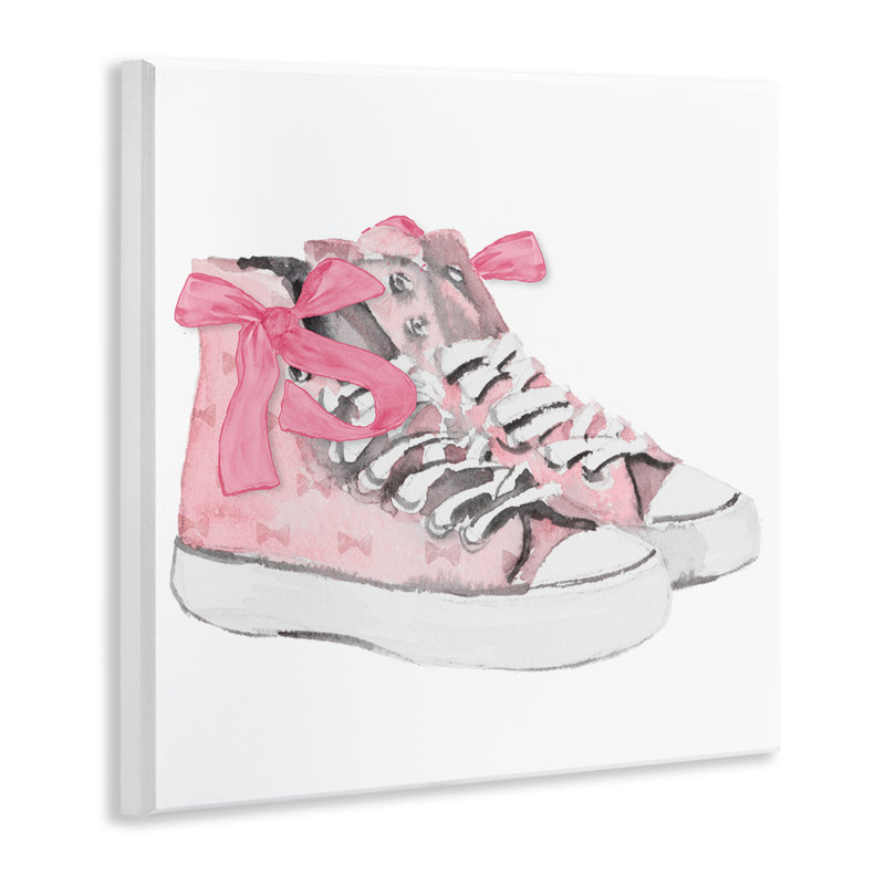 Simple Pink Bow Sneakers Wall Plaque Art by Lanie Loreth