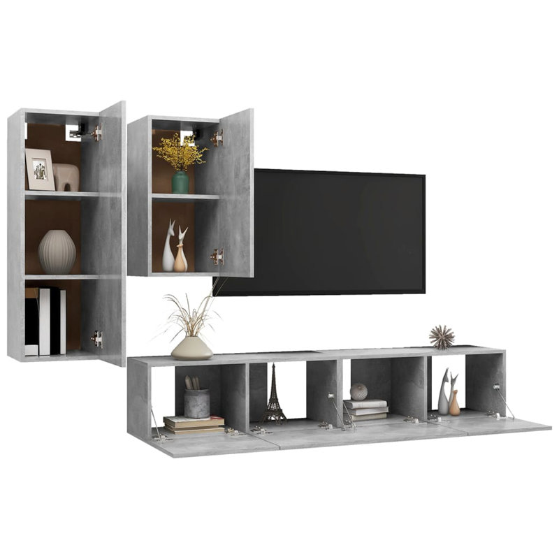 Blackjr Unfinished Entertainment Centre for TVs up to 88", Concrete Grey, 160cm