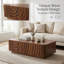 Modern Rectangle Coffee Table with Two Drawers and Unique Wave Texture Design-369806168