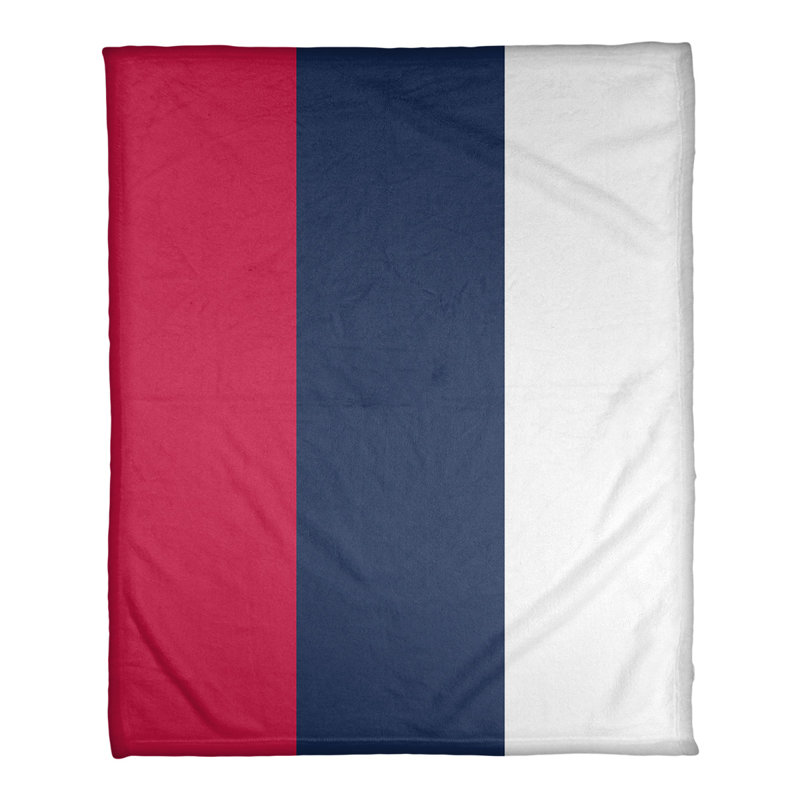 Quilted Throw Blanket, 62.5" W x 82.5" L, Navy Blue/Scarlet Red/White