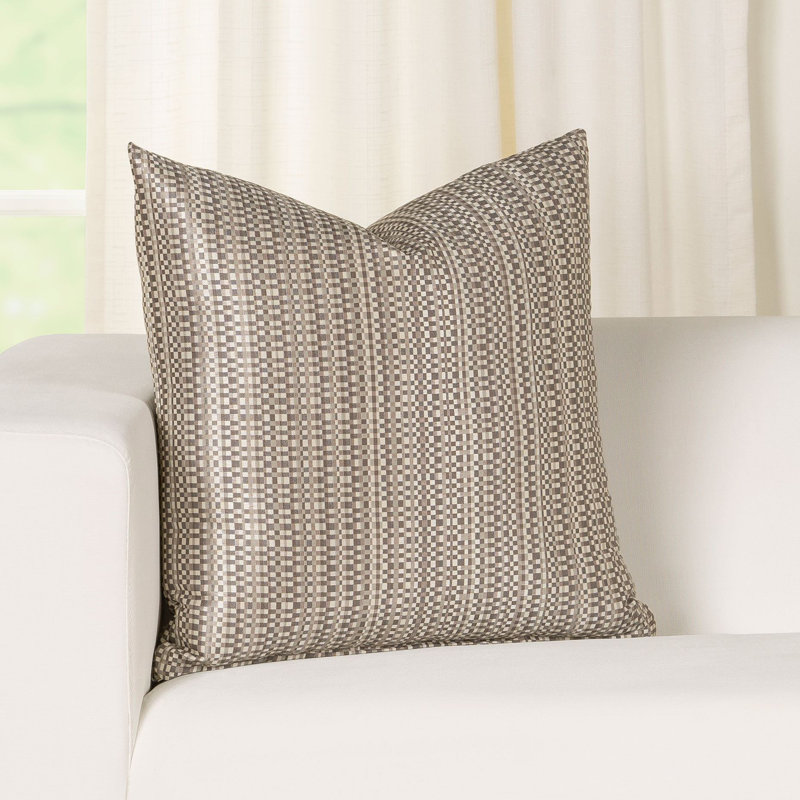 Housse et insert de coussin carré en mélange de coton Dortmund, gris, 22 po x 22 po