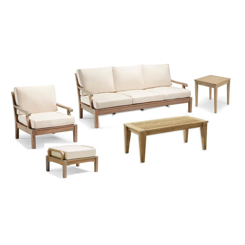 Sack Outdoor 5 - Piece Teak Conversation Set, 5 Pcs: Sofa