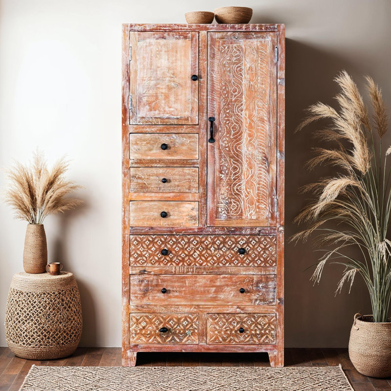 Eilidhi Solid Wood Armoire, Beige