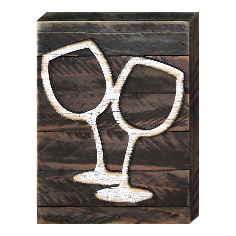 Handmade Food & Beverage Wall Decor on Wood, 8" H x 6" W x 1.5" D
