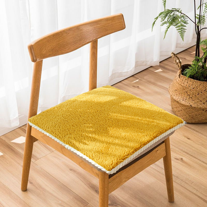 Seat Cushion Chair Cushions Thicken Soft Student Seat Pad Winter Warm Office Chair Sit Mat Non-Slip S, Yellow