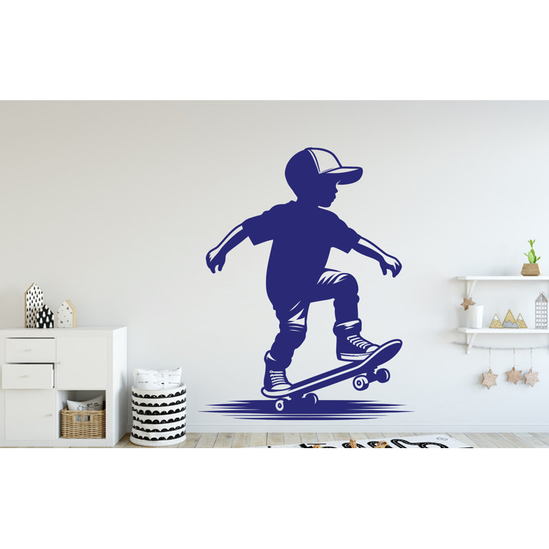 Adhésif mural Skateboarder, H 22 po x l 17 po, Lilas