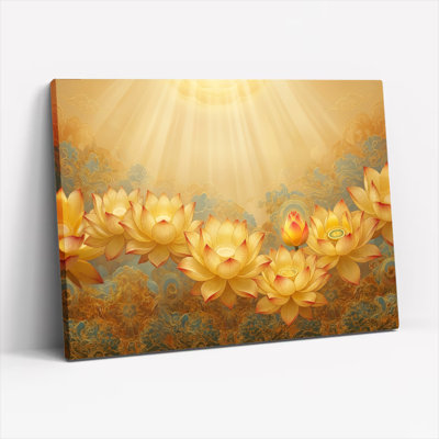 Ensemble de 1 tableau sur toile Lotus doré