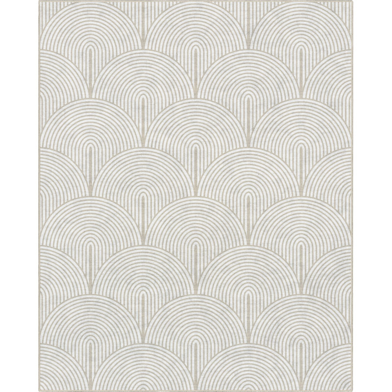 Kehr Echo Arch Pattern Beige Flatwoven Rug – Easy Clean & Durable, Rectangle 9'10" x 7'10"