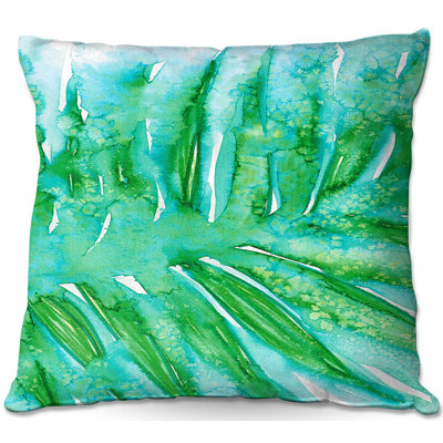 Couch Paradise Palm Aqua Green Throw Pillow