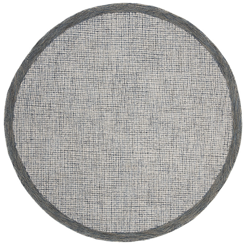 Tapis bleu / beige en laine touffeté à la main Canales, Rond 4 pi