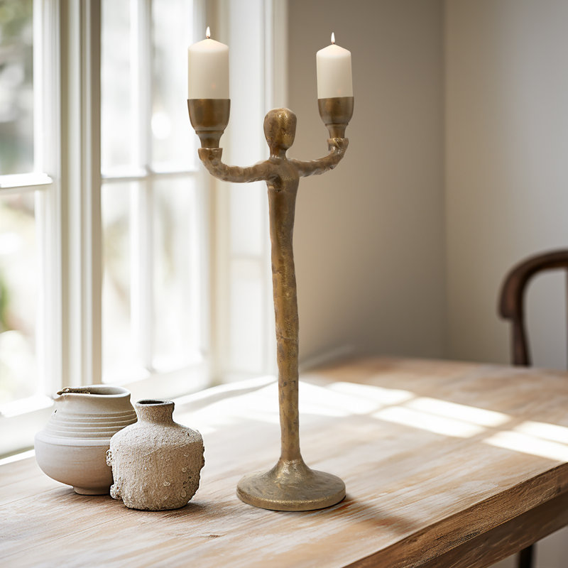 Modern Metal Taper Candle Holder with Abstract Human Figure Design - Contemporary Aluminum Sculptural Candle Stand for Home Decor and Centerpieces