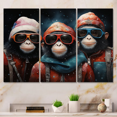 Pop Art Monkeys At The North Pole - Art mural singe