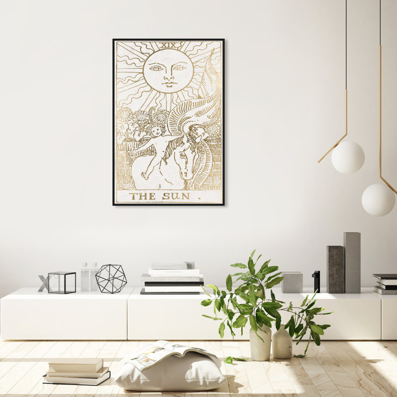 " The Sun Tarot Luxe ", 36" H x 24" W, Black Framed