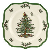 Spode Christmas Tree Sq Scalloped Salad Plate 9"
