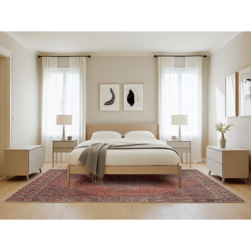 Tapis rouge / gris Jhirayr, Rectangle 5 pi x 8 pi