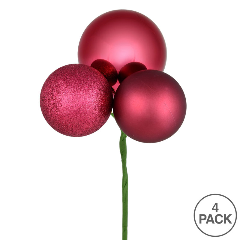 Ornement en forme de boule 18 po Vickerman, 4 par sac, Rouge baie