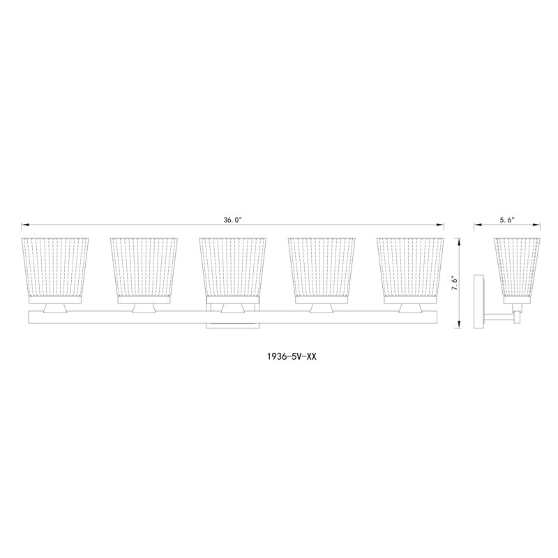 Panora 5 - Light Dimmable Vanity Light, Brushed Nickel