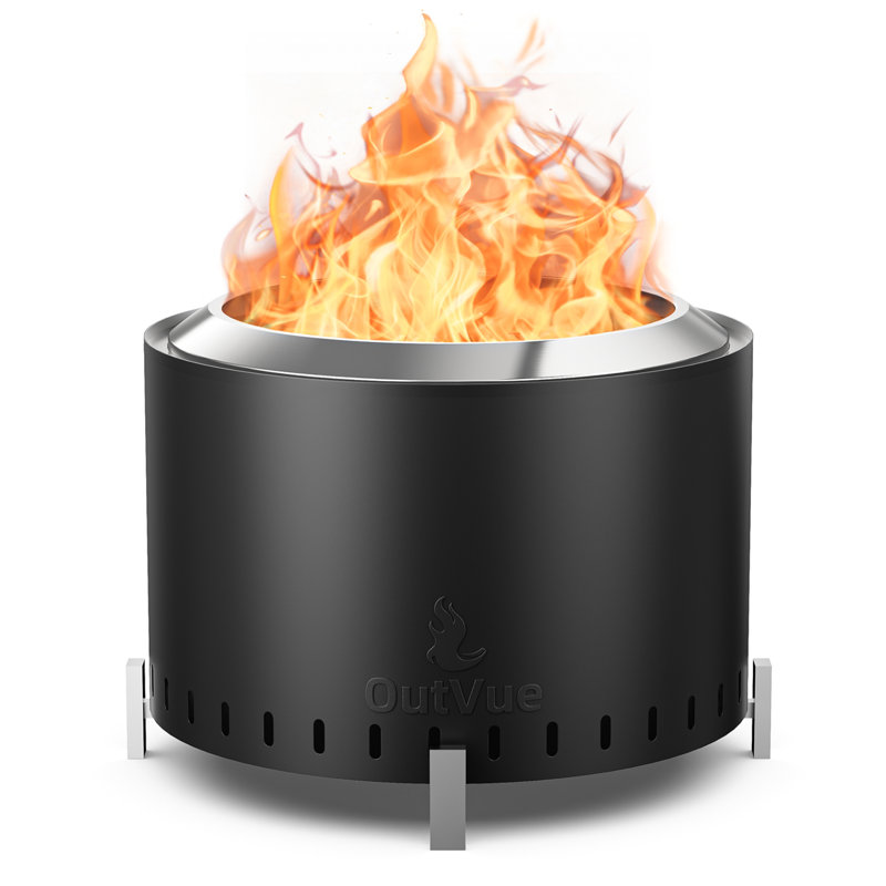 Stainless Steel Smokeless Fire Pit with Bag, Portable Low Smoke Wood Burning Fire Pit, 18" H x 22" W x 22" D, Black