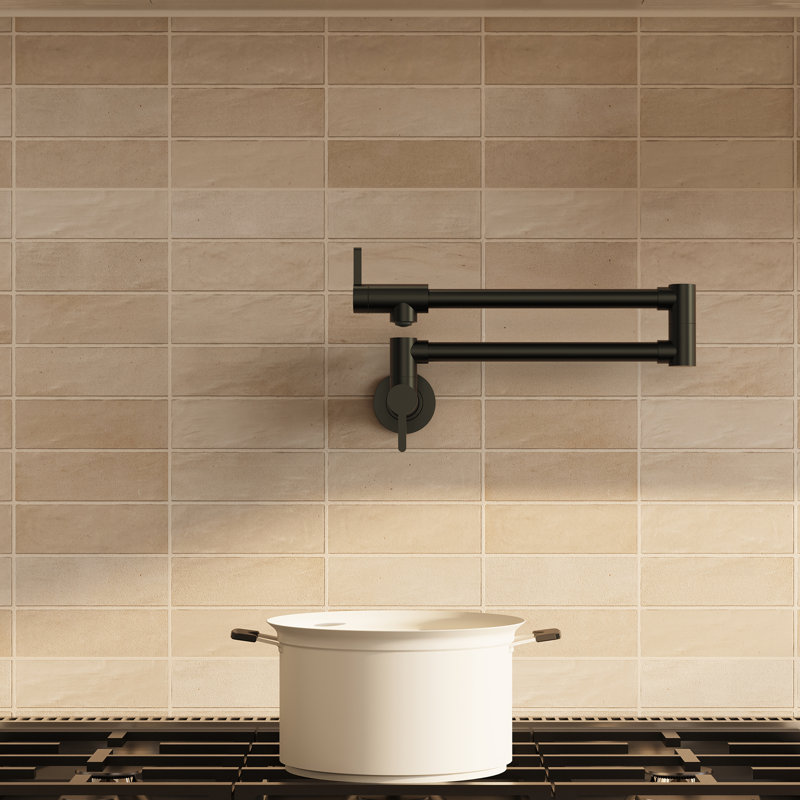 Robinet de cuisine mural moderne à 2 poignées pour cuisinière Modern, Noir mat