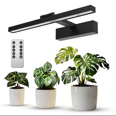 Grow Lights For Indoor Plants, Wall Mounted Grow Light Full Spectrum, LED Plant Lights For Indoor Growing, High PPFD With 4-Level Dimmer, Auto On Off 4/8/12 Hrs Remote For Greenhouse Seed, (Black)