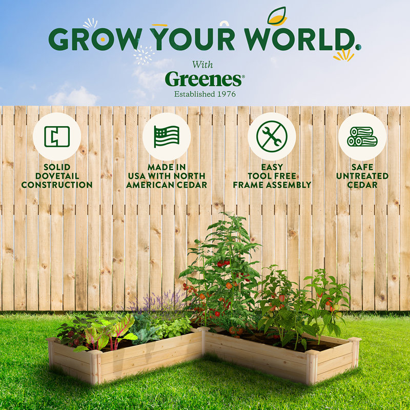Wood Raised Garden Bed, 10.5" H x 24" W x 120" D