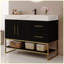 Meuble-lavabo autoportant moderne 36 po avec lavabo en céramique sans couture et plateau en pierre frittée-131348621