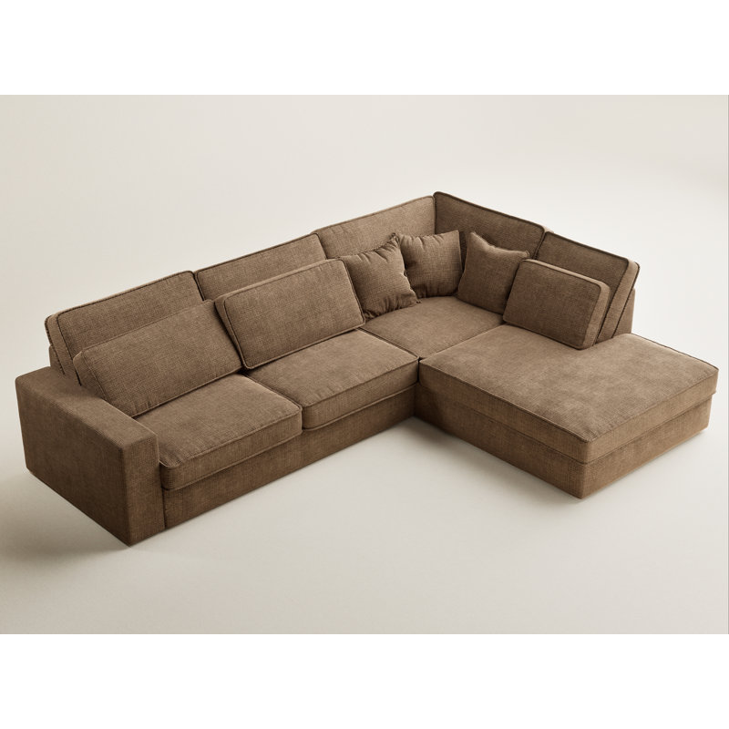 5 Seater Corner Sofa , Right Hand Facing, Brown