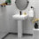 Lavabo de salle de bain piédestal rectangulaire en porcelaine vitreuse avec trop-plein Metropolitan