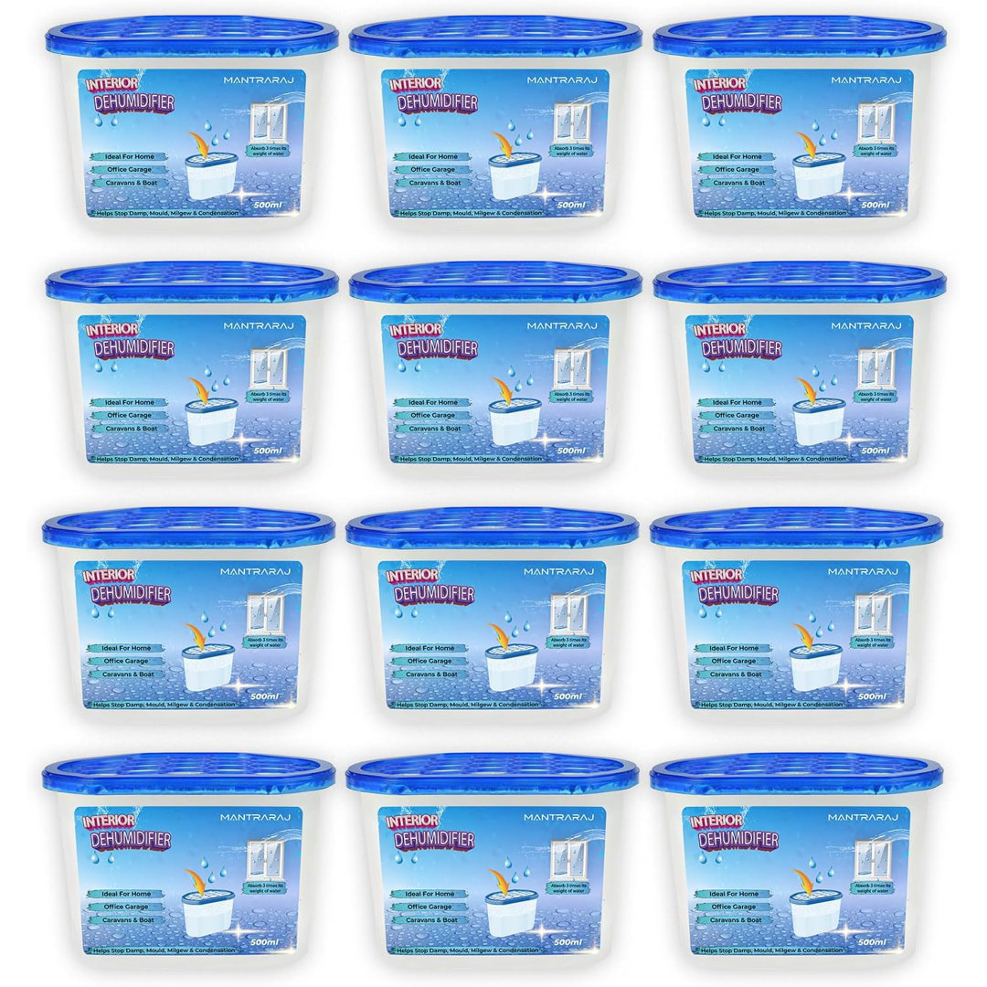 MantraRaj 500ml Interior Dehumidifiers Disposable Helps Stop Damp, Mildew, Mould Condensation x 12