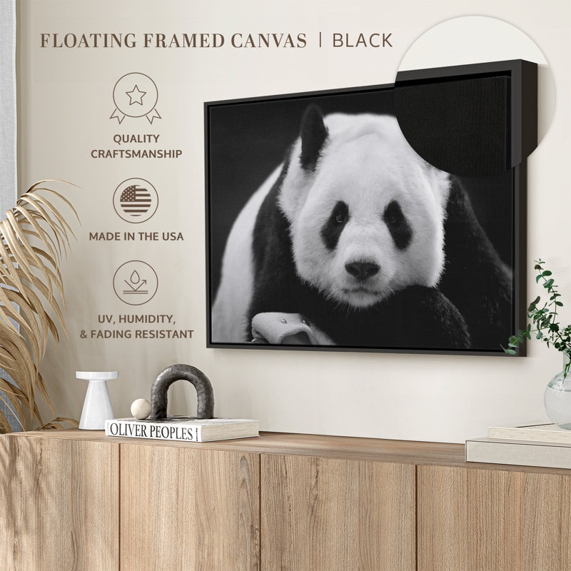 Reproduction sur toile Panda noir et blanc, H 17 po x l 25 po