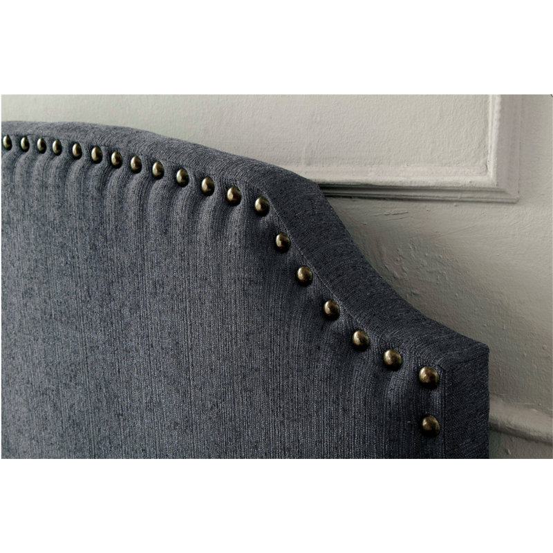 Annabel Upholstered Linen Blend Panel Headboard, King Size, Gray